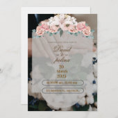 White Pink Flower Decoration Wedding Invitation Einladung (Vorne/Hinten)