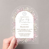 white pink flowers First Holy Communion Acryleinladungen (Insitu (Handheld))