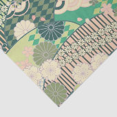 White Pink Green Kimono Blumendekoupage Seidenpapier (Ausschnitt)