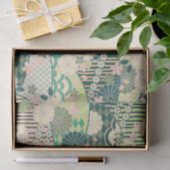 White Pink Green Kimono Blumendekoupage Seidenpapier (Geschenk)