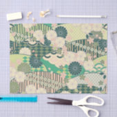 White Pink Green Kimono Blumendekoupage Seidenpapier (Handwerk)