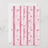 White Pink Heart Stripes Babydusche Einladung (Rückseite)