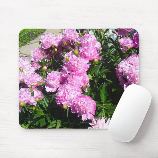White Pink Peony Mousepad (Mit Mouse)