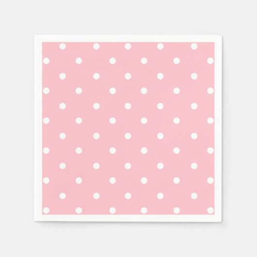 White Pink Polka Dot Serviette (Vorderseite)