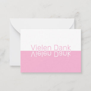 White & Pink Reflection Modernes German Danke Mitteilungskarte