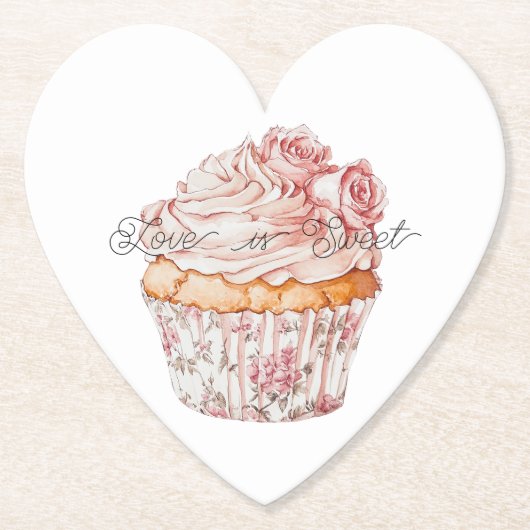 White Pink Roses Floral Cupcake Bridal Shower Untersetzer (Vorderseite)