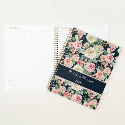 White & Pink Roses with Quote Personalized Planner Planer (Anzeige)