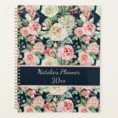 White & Pink Roses with Quote Personalized Planner Planer (Vorderseite)