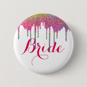 White Pink Script Wedding Bride Button (Vorderseite)