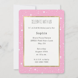 White Pink Sky of Stars Birthday   Einladung