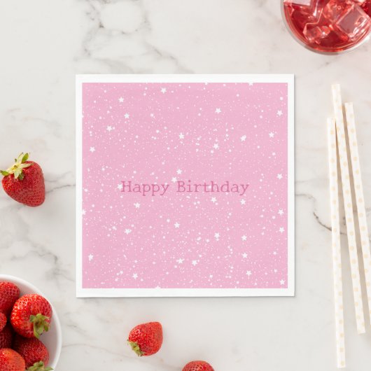 White Pink Sky of Stars Birthday Serviette (Beispiel)