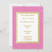 White Pink Strip Gold Moderne Alles im Ozean Einladung (Vorderseite)