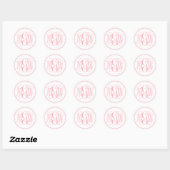 White Pink Vine Script Monogram, DIY BG Runder Aufkleber (Blatt)