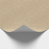 White Pinstripes Faux Rustic Tan Kraft Paper Look Geschenkpapier (Ecke)