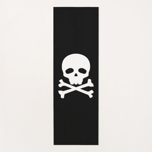 White Pirate Skull auf schwarzem Hintergrund Yogamatte (Vorderseite)