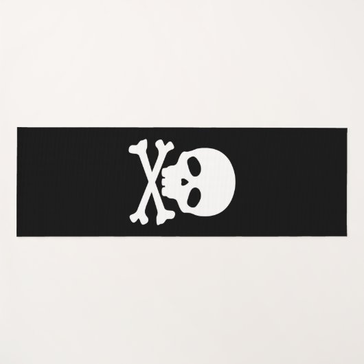White Pirate Skull auf schwarzem Hintergrund Yogamatte (Vorderseite (Horizontal))