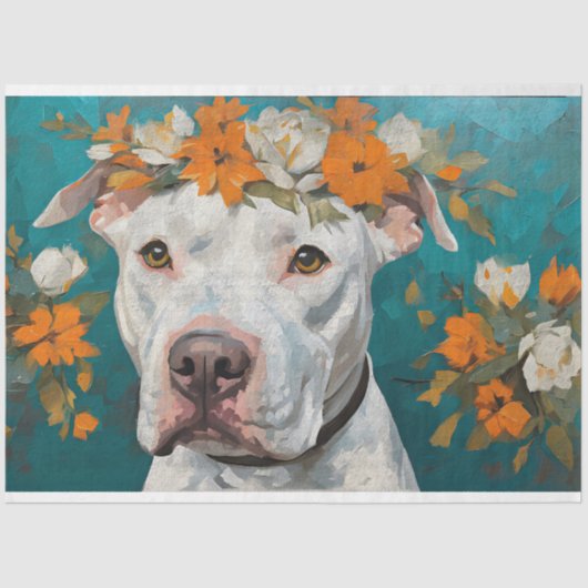 White Pit Bull Decoupage Seidenpapier (Vorderseite)