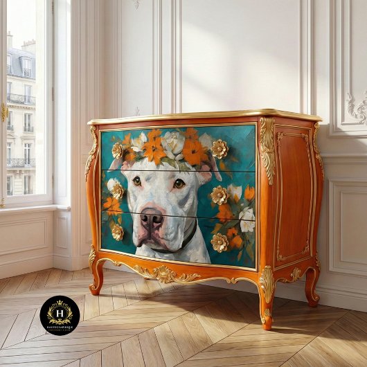 White Pit Bull Decoupage Seidenpapier