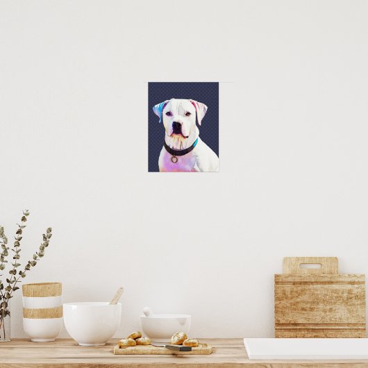 White Pit Bull Dog Graphic Art Poster (Küche)