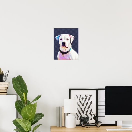 White Pit Bull Dog Graphic Art Poster (Heimbüro)