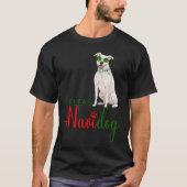 White Pit Bull Funny Christmas Fleas Navidog T-Shirt (Vorderseite)