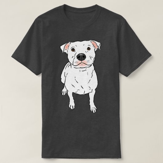 White Pit Bull, White Pittie, Pit Bull Lover, Pit T-Shirt (Design vorne)