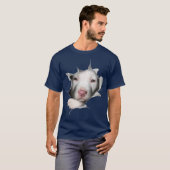 White Pitbull Face Inside Funny T-Shirt (Vorne ganz)