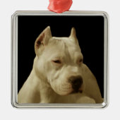 White Pitbull Terrier Ornament Aus Metall (Vorne)