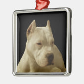 White Pitbull Terrier Ornament Aus Metall (Links)