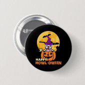 White Pitbull Witch Hund viel Glück Halloween Kost Button (Vorne & Hinten)