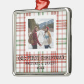 White Plaid Our First Christmas Ornament Aus Metall (Links)