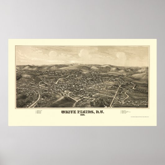 White Plains, NY Panoramic Map - 1887 Poster (Vorne)