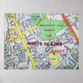 White Plains, NY Vintag Map Poster (Vorne)