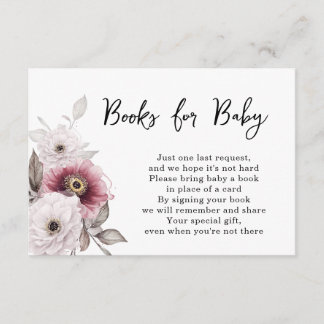 White Plum Floral Books for Baby Shower Begleitkarte