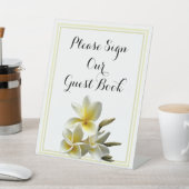 White Plumeria Table Sign Our Guest Book Sockelschild (In SItu)