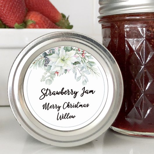 White Poinsettia Blank Homemade Mason Jar Runder Aufkleber