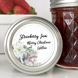 White Poinsettia Blank Homemade Mason Jar Runder Aufkleber