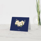 White Poinsettia blau Feiertagskarte (Rückseite)