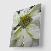 White Poinsettia Elegante Weihnachtsfeiertage Quadratische Wanduhr (Winkel)