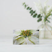 White Poinsettia Elegante Weihnachtsfeiertage Visitenkarte (Stehend Vorderseite)