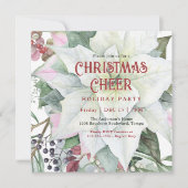 White Poinsettia Festliches Blumenfestival Weihnac Einladung (Vorderseite)