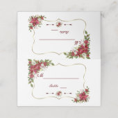 White Poinsettia Gold Tischnummer Platzkarte (Außenseite Aufgefaltet)