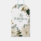 White Poinsettia Holiday Party Geschenkanhänger (Rückseite)