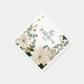 White Poinsettia Holiday Party Serviette (Ecke)