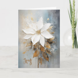 White Poinsettia Joy Christmas Card Karte