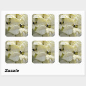 White Poinsettia Large Square Sticker (Blatt)