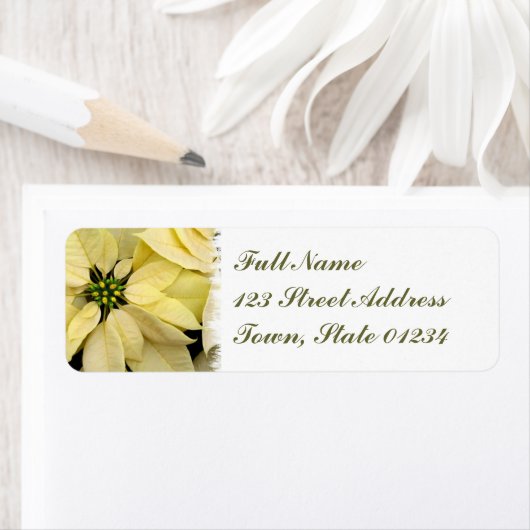 White Poinsettia Mailing Label (Insitu)