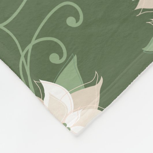 White Poinsettia Pattern Wirbel Grün Weihnachten Fleecedecke (Ecke)