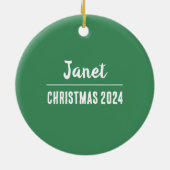 White Poinsettia Personalisierter Weihnachtsschmuc Keramik Ornament (Hinten)