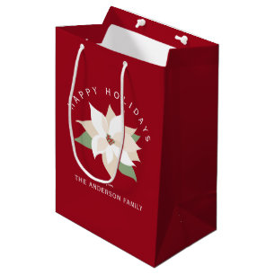 White Poinsettia Rotes Glück Urlaub Mittlere Geschenktüte